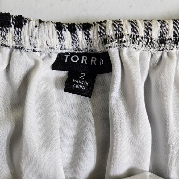 718-11 Torrid Gingham black white checked Daisy off shoulder dress Size 2 18/20 - Picture 7 of 9